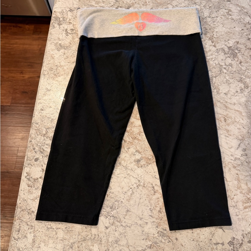 Victoria’s Secret Yoga Pants Foldover Legging Angel Wings Neon Ombre Large